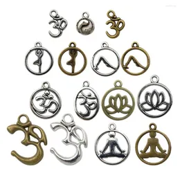 Charms 72 Stück Bastelbedarf Mixed Yoga Anhänger Perlen für DIY Halskette Armband Schmuckherstellung Zubehör