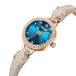 Wristwatches UTHAI L30 Women's Fashion Quartz Watch Leopard Head Waterproof Bracelet Light Luxury Inlaid Shining Jewelry Full Of Diamonds