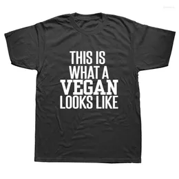 Herr t-skjortor Det här är vad en vegan ser ut som skjorta rolig vegetarian spara ko äter kärlek djur t-shirt