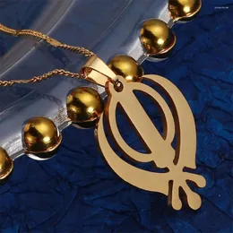 Collane a pendente in acciaio inossidabile alla moda sikhismo collana oro colore sikh khanda sikhs a catena religiosa gioielli
