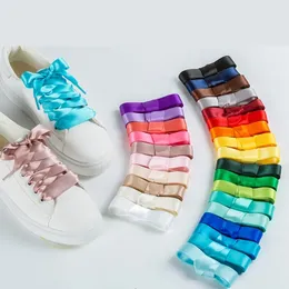 Shoe Parts Accessories 1 Pair 22 Colors Silk Satin Shoelaces 2 CM Width Flat Ribbon laces Boots Women Sneakers Shoelace Length 80CM 100CM 120CM S1 231124