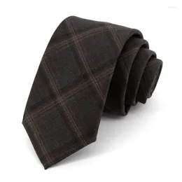 Bow Ties 2023 British Style for Men Slim 7 cm Plaid Coffee Business Dress Dress Party Wedding Gift Box