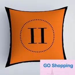 Top Quatily New Orange Duplex Printing Peach Skin Fabric Pillowcase Cover Decorative Sofa Cushion Cover Letter Geometric Seat Cover without Inner