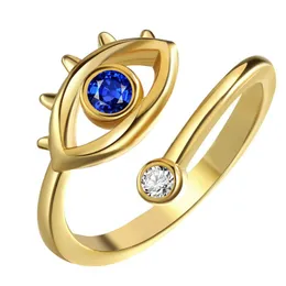 Solitaire yüzüğü kübik zirkonya kötü göz yüzüğü açık ayarlanabilir hindi mavi göz halkaları kadınlar için moda mücevher damla teslimat takı dhihn