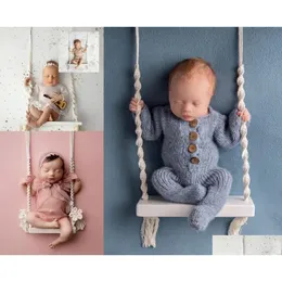 Keepsakes Born Pography Accessories Wood Swing Baby Prop Board Souvenir Colorf Flower Decoration 231017 Drop Delivery Kids Maternity Othoc