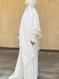 Ethnic Clothing Jilbab Set Muslim Women Prayer Outfit Ramadan Eid Islam Clothes Long Khimar With Abaya Dress Dubai Turkey Burqa Kaftan 2