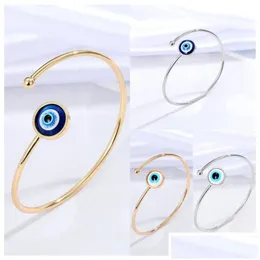 Bangle Turkish Blue Evil Eye Bracelet Bangle For Women Girls Men Symbol Lucky Adjustable Cuff Protection Jewelry Drop Delivery Jewelry Dhtlu