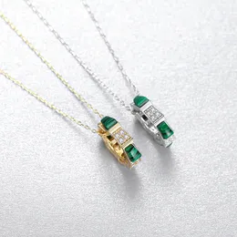 Retro Micro Set Zircon Malachite S925 Silver Pendant Halsbandsmycken Kvinnor pläterade 18K Guldvattenhjulets krage kedjahalsband för kvinnor Party Valentine's Day Gift SPC