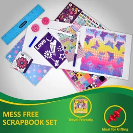 Konstaktivitetsset, Mess Free Craft Kit för barn, tvättbara markörer målarleveranser, klistermärken, klippbok i resefodral