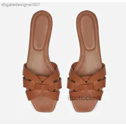 Mit Box YSLity Designer YS High Heel Sandale Sandale Damen Flache Tribute Frau Sliders Hausschuhe Echtes Leder Slides Intertwining Straps Schuhe 6YUY