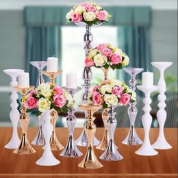 Candle Holders Metal Candlestick Flower Wazon stół centralny stojak na stojak na drogę ołowiu Wedding Decor202k