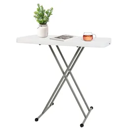 30 -дюймовый регулируемый складной столовый поднос и легкий обеденный стол с x ноги и твердый пластиковый топ, 19 -28, белый