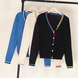 Swetry damskie szydełkowe top bluzki tricot ubranie przycięte w koreańskim stylu mody Jersey Cardigan Kobiet Knitted Ladies Swetery Czarne odzież wierzchnią 231124