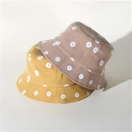 Daisy Pattern Kids Bucket Hat Flower Wide Brim Baby Boys Girls Sun Protection Fisherman Hat Children Beach Panama Caps GC2072