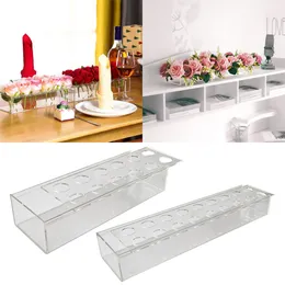 Vases Transparent acrylic flower vase central cube long decorative hydroponic for wedding party decoration