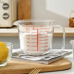 Glass measuring cup with scale high temperature resistant household food grade large capacity milliliter measuring device kitchen baking egg beater