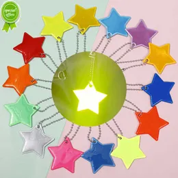 New Arrivals Star Shaped Colorful PVC Reflective Pendant Night High-gloss Safety Marker Bag Keychain Reflector Ornaments 55x55mm