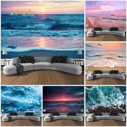 Arazzi Beach Sunset Sunset Wall Appesio Appesa in tessuto stampato Boho Ocean Paesaggio Ocean Paesaggio Ampiatore Astetico Dormite Dorme Deding