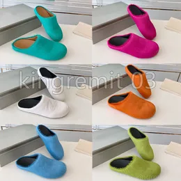 Marn Horse Hair Slippers Designer Slides masculino sandálias femininas Coloque de couro de moda de moda plana sandália de sandália lenta lento de praia preguiçoso