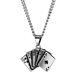 Pendant Necklaces Hip Hop Creative Poker Card Flush Necklace Fashion Men's High Street Style Cool INS Cold Versatile Women's Chain Wholesa