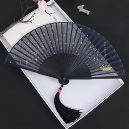 Outra decoração de casa Starry Sky Folding Fan Estilo Chinês Mulheres Portátil Hanfu Abanicos Para Boda Ventilador Verão Bambu Ventilatore2368