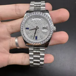 High Quality Men's Boutique Watch Silver Diamond Surface Diamond Fashion Popular Watch Men's Automatic Mechanical Watches Dual Calendar