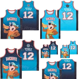 12 Vancouver Yogi Teal Space 90s Jersey Moive Basketball Hiphop Pullover University Retro for Sport Fans Vintage Blue Team Breattable College Pure Cotton College