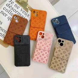 Fashion designer Old Flower Card Insert Leather phone cases iphone 14 11 12 13 Pro Max 12 13 Mini 7 8 Plus X XS XR XSMAX Embossed Card Case