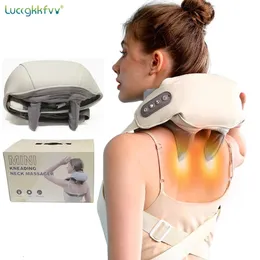 Dispositivi per la cura del viso Massaggiatore per collo e spalle Massaggiatori per la schiena Shiatsu dei tessuti profondi con calore per alleviare il dolore Impastamento elettrico Spremere i muscoli Massaggio 231123