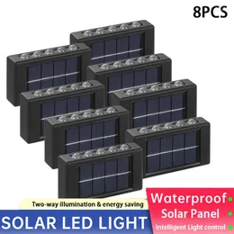 مصابيح الجدار 10 مصابيح شمسية LED في الهواء الطلق مقاوم للماء متعدد الحديقة شرفة ديكور 1/2/4/6/8 PCS