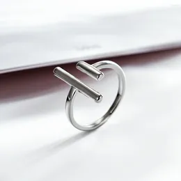 Anéis de cluster moda dupla barra anel feminino cobre galvanoplastia jóias simples personalidade dedo conjunto adolescente menina
