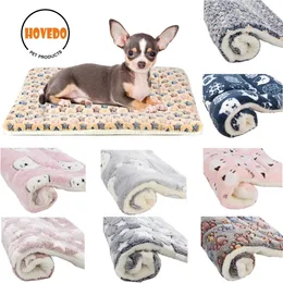kennels pens Washable Dog Bed Thickened Mat Pet Cat Soft Fleece Pad Blanket Cushion Home Rug Keep Warm Supplies cama perro 231124