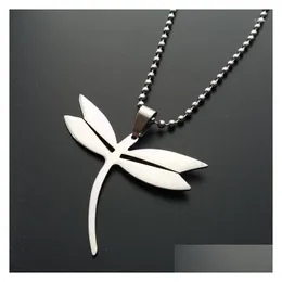Pendant Necklaces Stainless Steel Flying Dragonfly Charm Necklace Small Insect Animal Beneficial Girl Drop Delivery Jewelry Pendants Dhrph