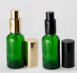 440pcs/lot 30ml Atomizer Refillable Pump Spray Bottle Empty Green Perfume Glass Bottles With Black Gold Lids