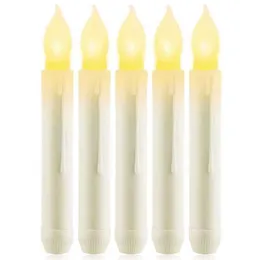 Led 12 Pcs Flameless Taper Candles Battery Operated Fake Taper Candles Flickering Window Candle Lights H0909272G