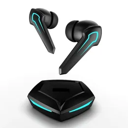 Fones de ouvido para jogos, Bluetooth 5 estéreo jogador sem fio fone de baixa latência com caixa de carregamento de microfone