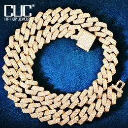 chokers 14mm Miami Cuban Chain Necklace for Men Iced Out Zircon Hip Hop Link Gold Color Mashion Jewelry 231124