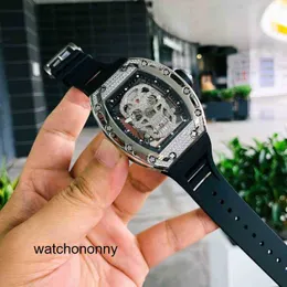 Mecánico para hombre Richa Milles Reloj de negocios automático Ocio Cráneo ahuecado con diamante en todo el cielo Estrella Personalidad Moda Alta calidad