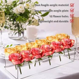 Vases Transparent acrylic vase rectangular flower center decoration dining table flower arrangement wedding decoration flower pot gift