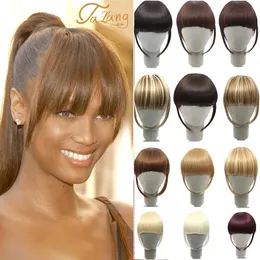 Bangs Talang Clip in Hair Bangs Sairpiece Clip w przedłużeniu włosów Syntetyczne przedłużenie włosów Blunt grzywki Fałszywe grzywki dla kobiet 231123