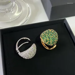 Cluster Rings 2023 Trend Gold Silver Big Ball Full Diamonds Open Par Ring Women Luxury Jewelry Designer