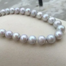 Kedjor utsmyckade 9-10 mm Round South Sea Grey Pearl Necklace 18 tum