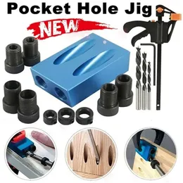 Nya nya 7/14/15st Pocket Hole Screw Jig 15 grader Dowel Drill Joinery Kit Carpenters Träverk Guider Joint Angle Locator Tool