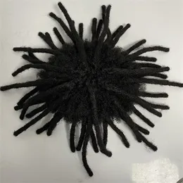Peruvian Virgin Human Hair Hairpece Root Afro Kinky Curl Black Dreadlocks Toupee 8x10 Unità di pizzo completo per uomini neri