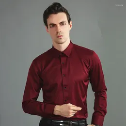 Camisas de vestido masculinas camisa macia confortável manga longa respirável slim fit negócios sociais moda preto branco azul roxo cinza vinho vermelho
