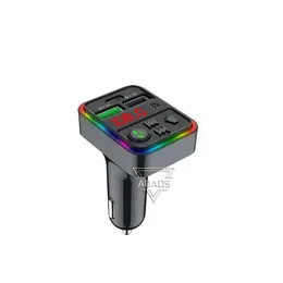F18 FM Transmitter Car Quick Charger Dual USB Type C Fast Charging Bluetooth 5.0 Car Kit Audio MP3 Player FM Modulator