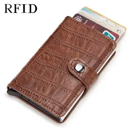 Kortinnehavare Holder RFID Non-Scan Metal Wallet Purse Manlig affärsmaskulina Billetera Monedero Tarjetero Mujer226i