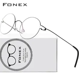 Sunglasses Frames FONEX Screwless Eyewear Prescription Eyeglasses Frame Women Round Myopia Optical Denmark Korean Glasses Men 231123