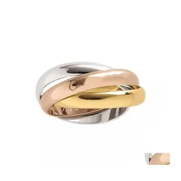 Bandringe, Bandringe, modischer 3-in-1-Designer-Ring, hochwertiger 316L-Edelstahl-Schmuck für Männer und Frauen, Drop-Lieferung Dh0 von Dhfda