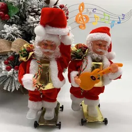クリスマストイは家のメリークリスマスと年の子供のおもちゃのギフト人形のぬいぐるみの豪華な電動サンタ231124のためのクリスマスの装飾を提供します